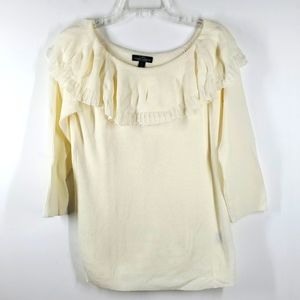 LRL LAUREN Jeans Co Ralph Lauren Ruffled Rounded Neck Cotton Sweater L N…